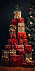 A Pile of Red Presents - A Bountiful Stack of Gifts for Christmas, Valentine's Day, and Birthdays