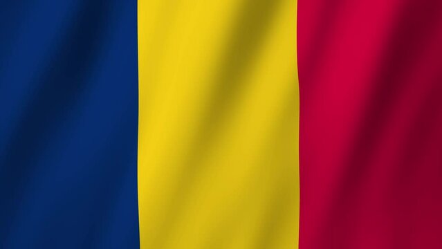 Chad Flag. National 3d Chad flag waving. Flag of Chad footage video waving in wind. Flag of Chad 4K Animation