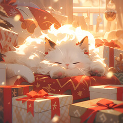 Fat cat enjoying Christmashyper