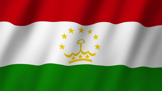 Tajikistan Flag. National 3d Tajikistan flag waving. Flag of Tajikistan footage video waving in wind. Flag of Tajikistan 4K Animation