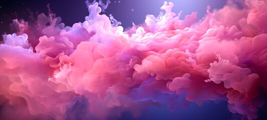 Ai puffs of pink smoke in front of a blue background stock footage, in the style of bold color blobs, resin, juxtaposed imagery, realistic hyper