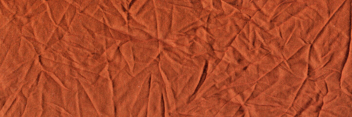 Brown color textile texture coarse crumpled fabric, fabric macro shooting background