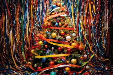 close up of colorful christmas tree
