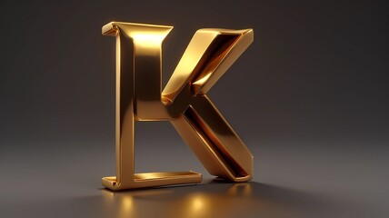 Letter K golden 3d illustration, generative Ai art