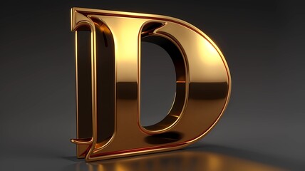 Letter D with gold 3d art, geneeative Ai