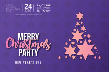 merry christmas happy new year event poster design vector illustration