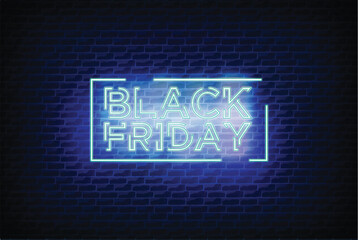 modern black friday sign with neon frame design vector illustration