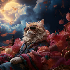 psychedelicfat cat with sunglass