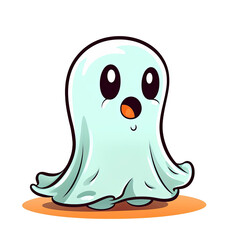 cute halloween ghost cartoon clipart logo isolated on transparent background