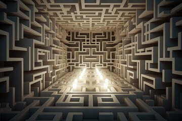 volumetric labyrinth of luminous lines