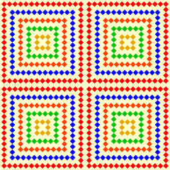 Seamless checks wallpaper. Geometric pattern. Squares background. Diamonds ornament. Geometrical motif. Rhombuses digital paper. Tiles textile print. Web design. Vector.