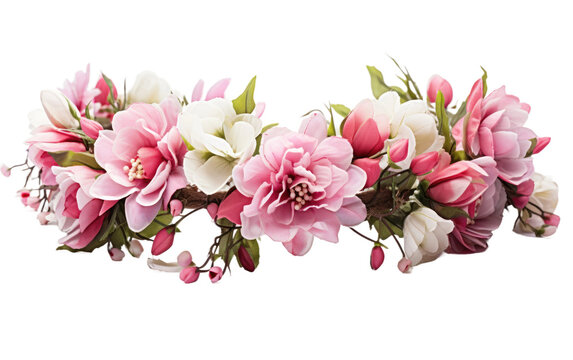 Flower Crown Glory Closeup In Pink Color on a Clear Surface or PNG Transparent Background.