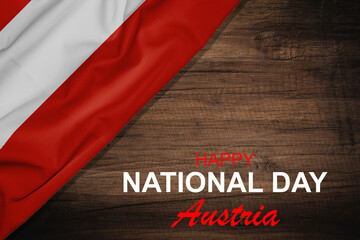 Fototapeta na wymiar Austria national day banner for independence day anniversary. Flag of Austria and modern geometric retro abstract design. Red and white concept.