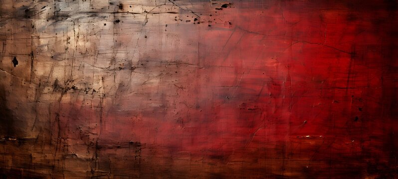 Ai red old metal surface painted with white paint. Grunge wall texture background
