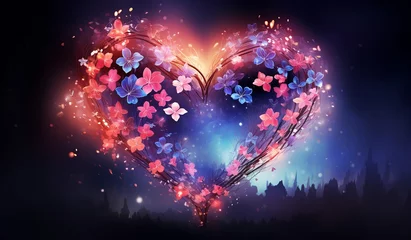 Fotobehang Blooming Love, Floral Hearts for St, Valentine's Wallpaper © NE97