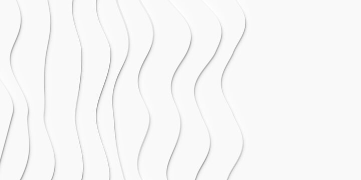 White organic wave step lines shapes geometrical background wallpaper banner pattern with copy space
