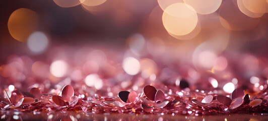 Valentines Shiny Pink Glitter Background With Defocused Abstract Lights