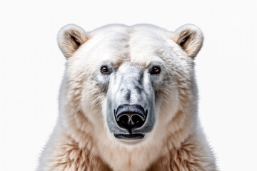 Portrait of a polar bear on a white background. Polar bear.