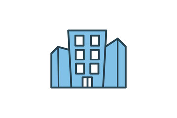 Building Icon. Icon related to Real estate. Suitable for web site design, app, user interfaces. Flat line icon style. Simple vector design editable