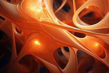 orange abstract background Organic fractal structures hole round macro geometry illustration, ornament