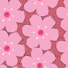 seamless pattern cartoon flower and leaves. plant wallpaper for pattern scarf, background