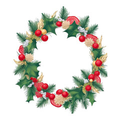 christmas wreath isolated on white
