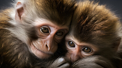 Close - up shot of two monkeys. Generative AI