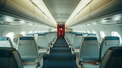 Fototapeta premium modern airplane interior with flight seats