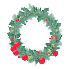 christmas wreath with holly