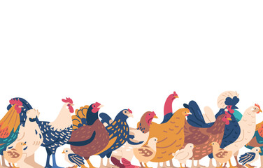 Charming Seamless Pattern Adorned With Whimsical Chickens And Proud Roosters, Perfect For A Rustic, Farm-inspired Design © Pavlo Syvak