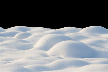 Beautiful natural Snowdrift isolated on black background - obrazy, fototapety, plakaty