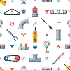 Naklejka premium Seamless Pattern With Machine Parts Creating A Mesmerizing Mechanical Tapestry. Ideal For Industrial-themed Designs