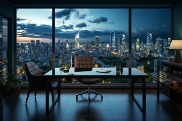 minimalist office with a glass desk