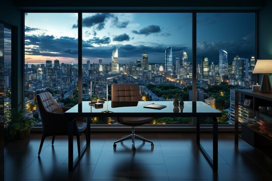 minimalist office with a glass desk