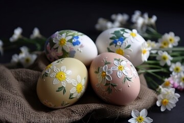 decorating easter eggs with spring flowers