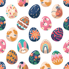 Cheerful Easter Egg-themed Seamless Pattern, Bursting With Bright Colors And Delightful Designs, Vector Illustration