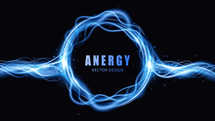 Energy flow. Light effect. Magic frame. Vector illustration