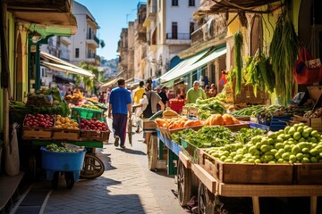 The traditional market offers a taste of Mediterranean culture and a vibrant display of healthy and colorful foods.