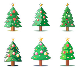 Collection of Christmas trees, modern flat design can be used for printed materials, brochures, posters, business. 