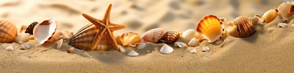 Fototapeta na wymiar beach sand with stars and shells