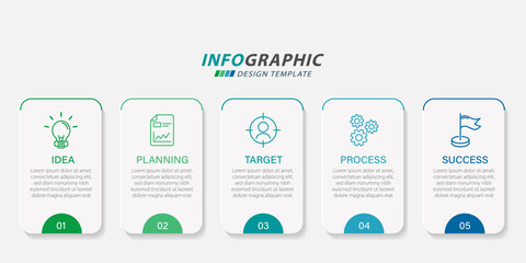Timeline Creator infographic template. 5 Step timeline journey, calendar Flat simple infographics design template. presentation graph. Business concept with 5 options, gantt vector illustration.