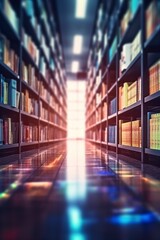 Obraz premium interior space of public library, blurred