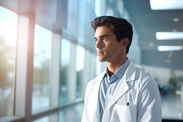 Fototapeta premium Doctor in hospital room, copy space.