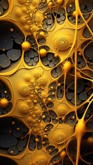 yellow abstract background Organic fractal structures hole round macro geometry illustration, ornament