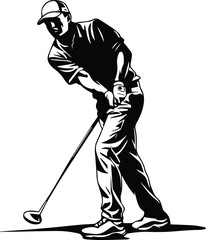 Golfing Logo Monochrome Design Style