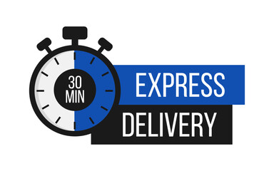 Express Delivery. Stopwatch. Online express delivery service, online order tracking. Vector illustration