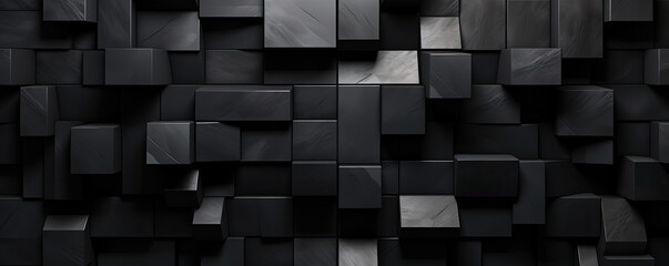 Abstract 3d dark geometric background. Polished, semi-gloss wall background with blocks. Minimalistic design for banner, flyer, card or brochure cover - obrazy, fototapety, plakaty