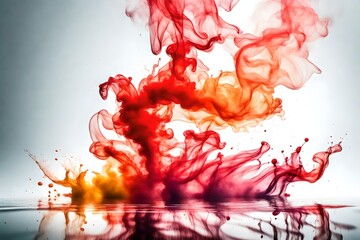 Colorful red rainbow smoke paint explosion.