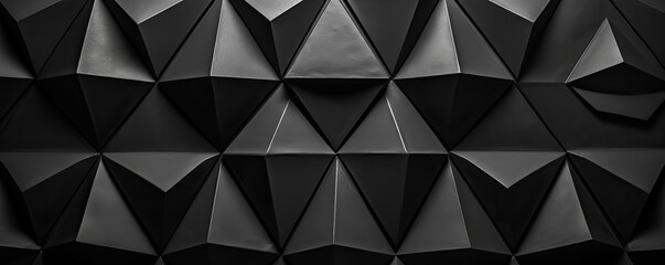 Obraz premium Abstract 3d dark triangular geometric background. Polished, semi-gloss wall background with tiles. Minimalistic design for banner, flyer, card or brochure cover