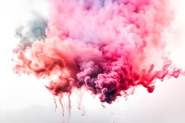 Colorful pink rainbow smoke paint explosion,